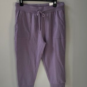Purple Cropped Jogger Pants